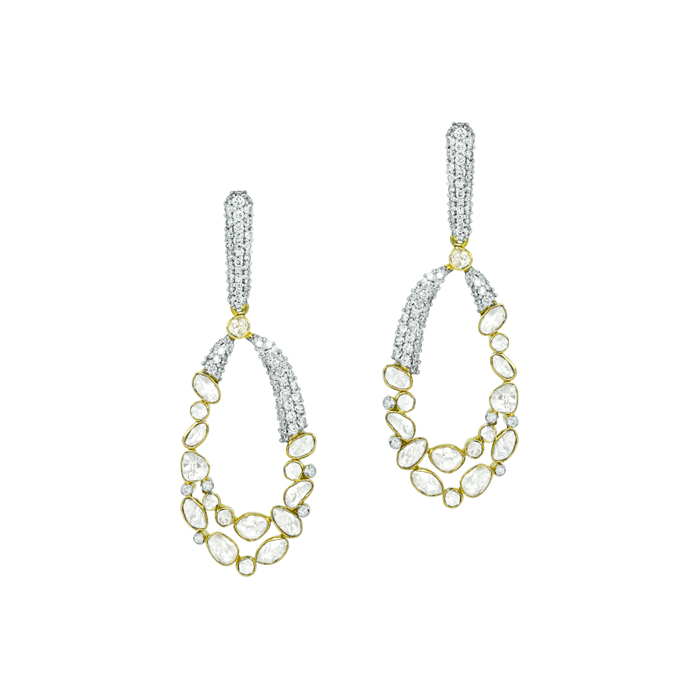 Hallowed Teardrop Polki Earrings with Full-Cut Diamonds